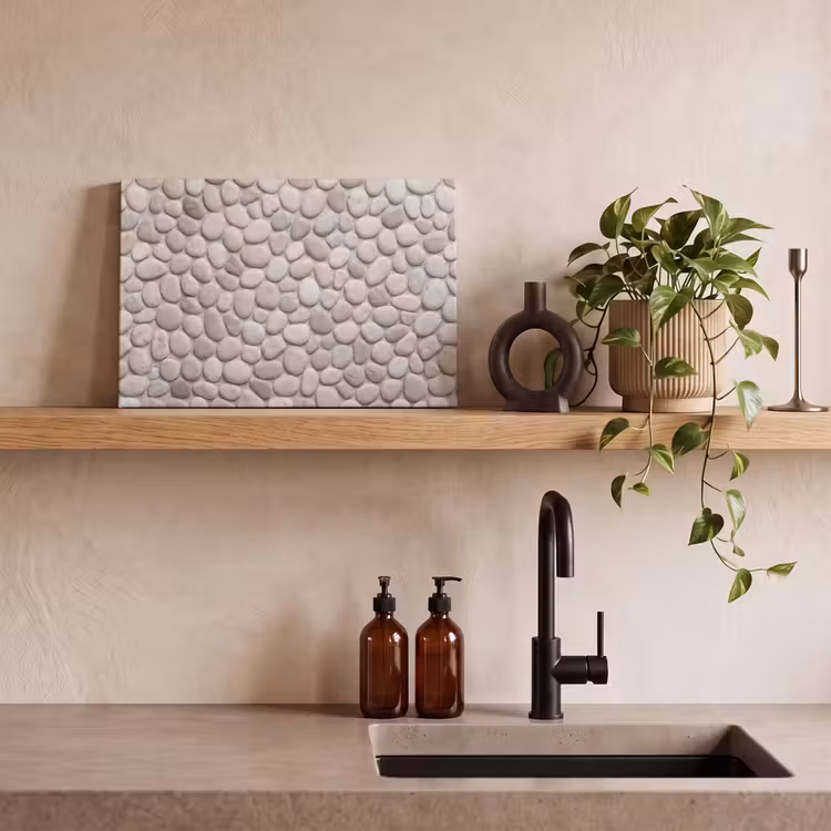 Steen - Kiezel - Natuur - Minimalistisch - Beige canvas 2cm klein -sfeer3
