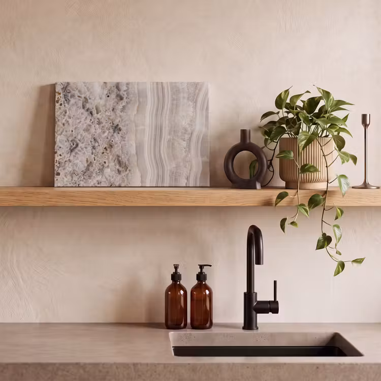 Steen - Textuur - Abstract - Beige - Wit canvas 2cm klein -sfeer3