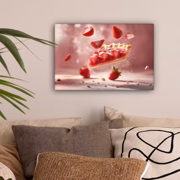 Aardbei - Taart- Eten - Roze canvas 2cm klein -sfeer1