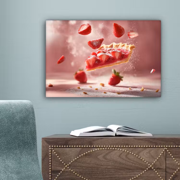 Aardbei - Taart- Eten - Roze canvas 2cm klein -sfeer4