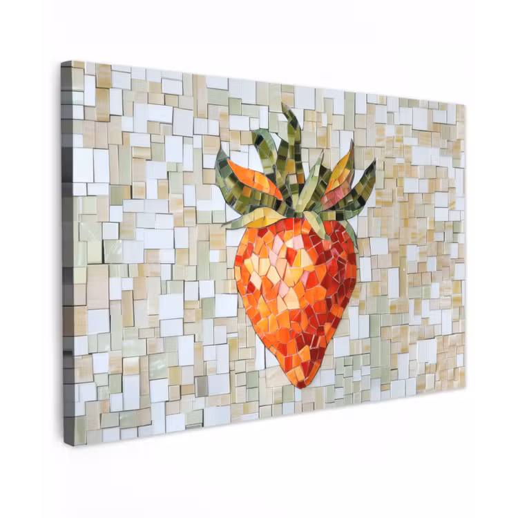 Aardbei - Rood - Mozaïek - Fruit canvas 2cm klein -z3d