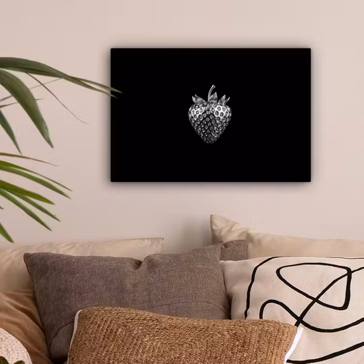 Aardbei - Zaadstructuur - Realistisch canvas 2cm klein -sfeer1