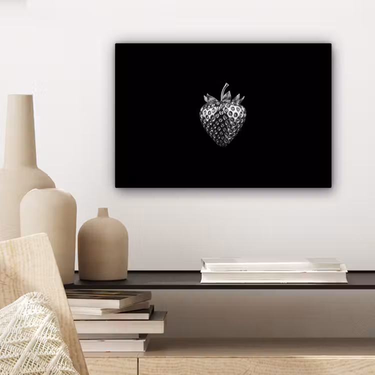Aardbei - Zaadstructuur - Realistisch canvas 2cm klein -sfeer6