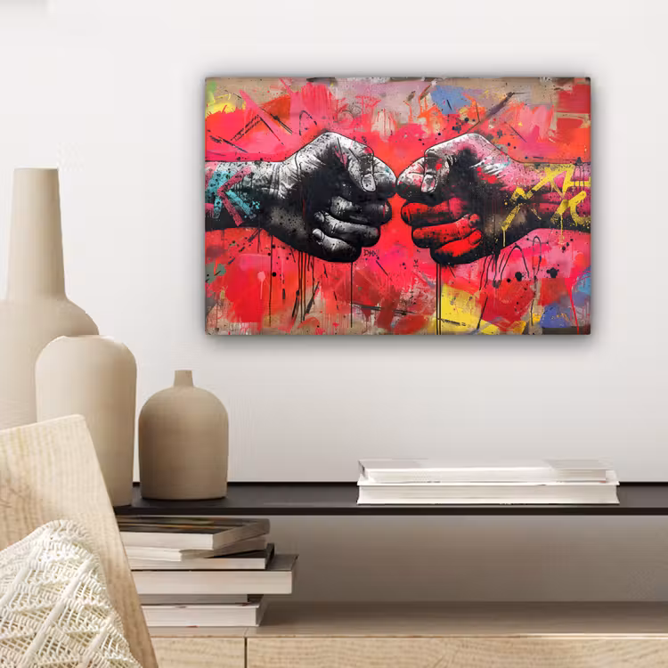 Street art - Handen - Graffiti - Kunst - Banksy canvas 2cm klein -sfeer6