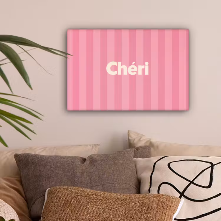 Gestreept - Roze - Chéri canvas 2cm klein -sfeer1