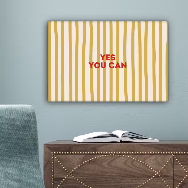 Strepen - Abstract - Yes you can - Rood canvas 2cm klein -sfeer4