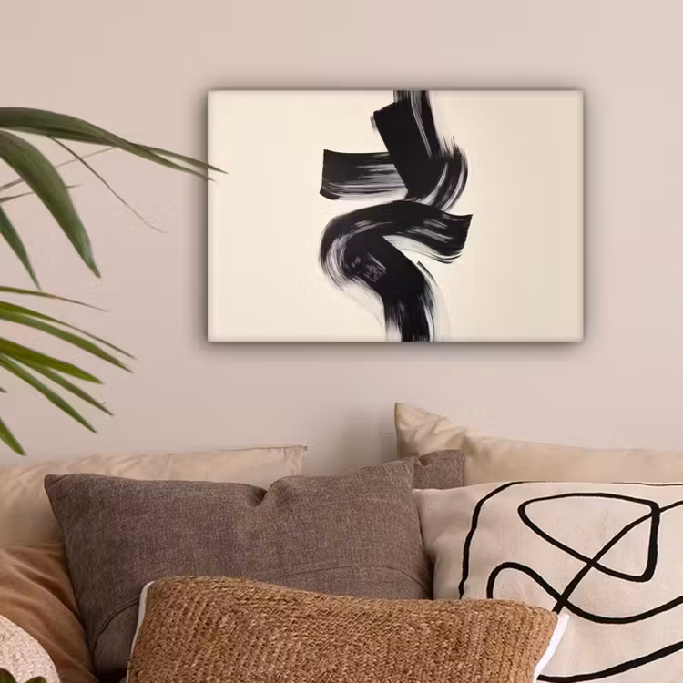 Strepen - Zwart - Abstract canvas 2cm klein -sfeer1