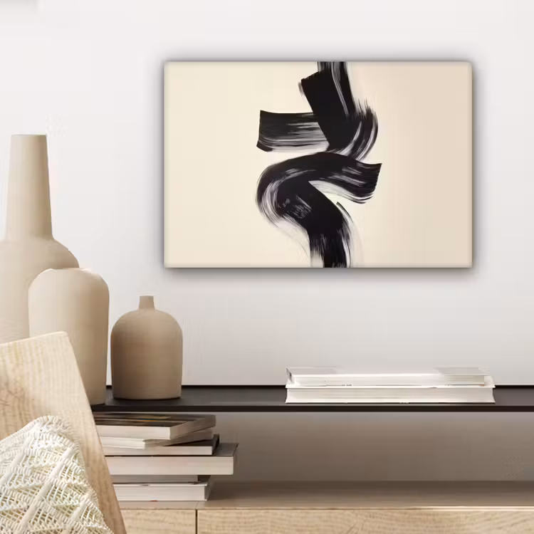 Strepen - Zwart - Abstract canvas 2cm klein -sfeer6