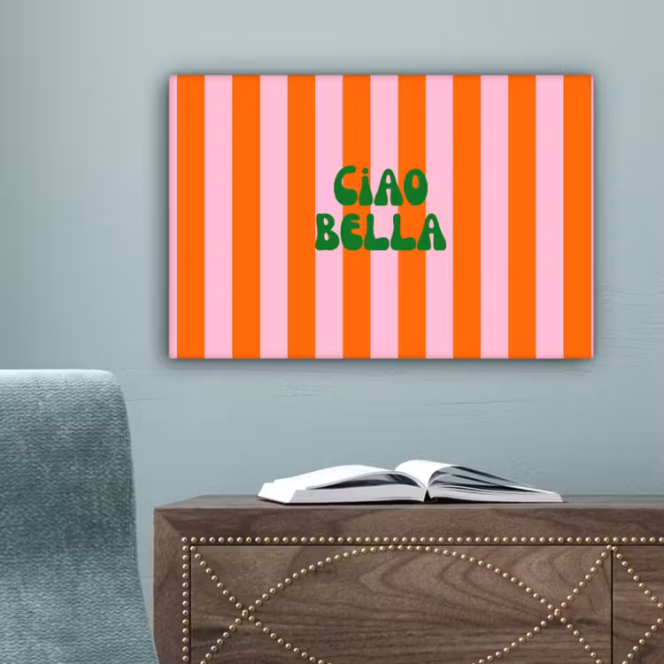 Strepen - Oranje - Verticaal - Ciao bella canvas 2cm klein -sfeer4