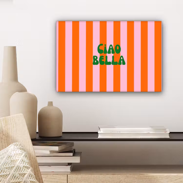 Strepen - Oranje - Verticaal - Ciao bella canvas 2cm klein -sfeer6