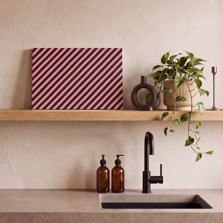 Strepen - Roze - Bruin canvas 2cm klein 34 -sfeer3
