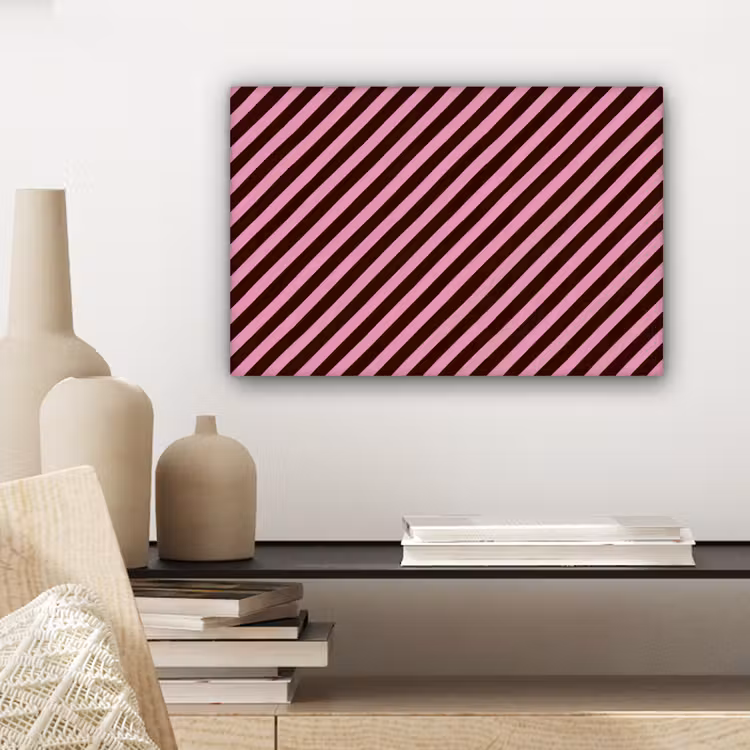 Strepen - Roze - Bruin canvas 2cm klein 34 -sfeer6