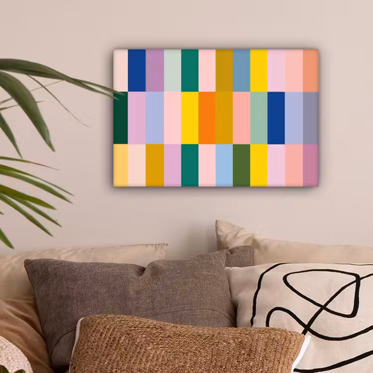 Stroken - Blauw - Patroon - Abstract canvas 2cm klein -sfeer1