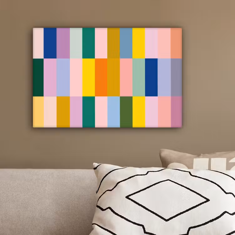 Stroken - Blauw - Patroon - Abstract canvas 2cm klein -sfeer3