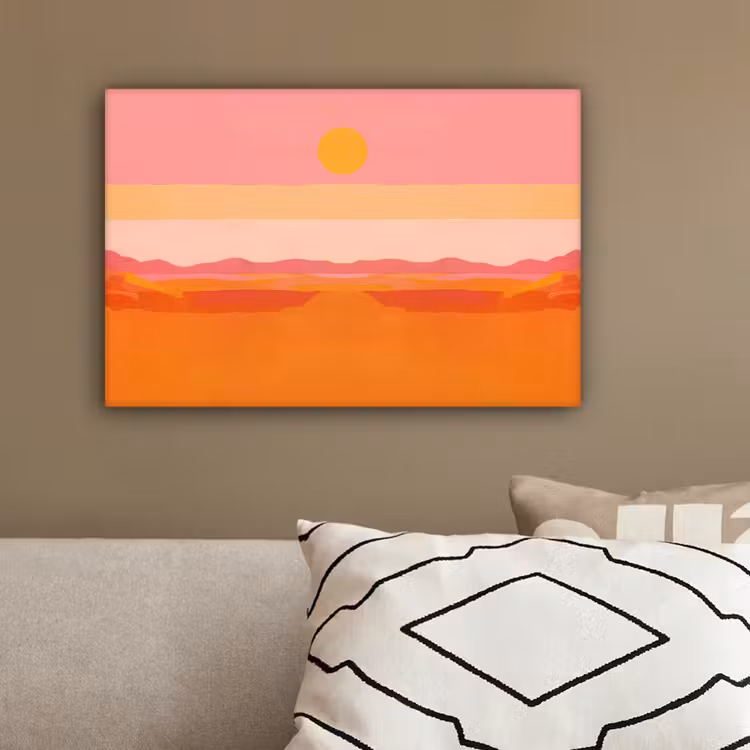 Zon - Abstract - Landschap - Oranje canvas 2cm klein -sfeer3