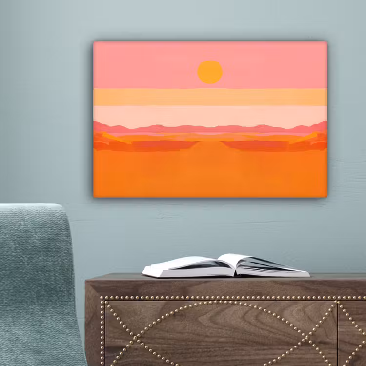 Zon - Abstract - Landschap - Oranje canvas 2cm klein -sfeer4