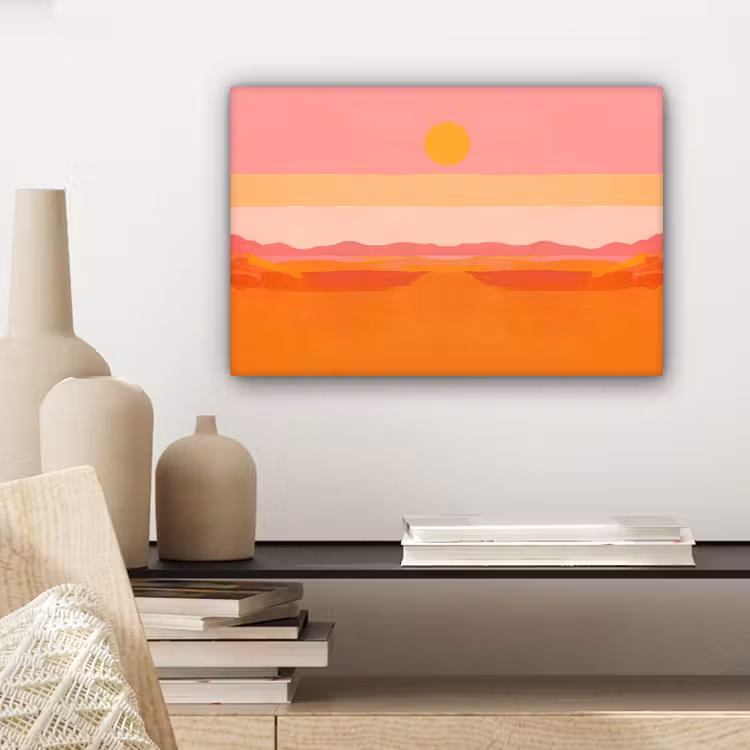 Zon - Abstract - Landschap - Oranje canvas 2cm klein -sfeer6