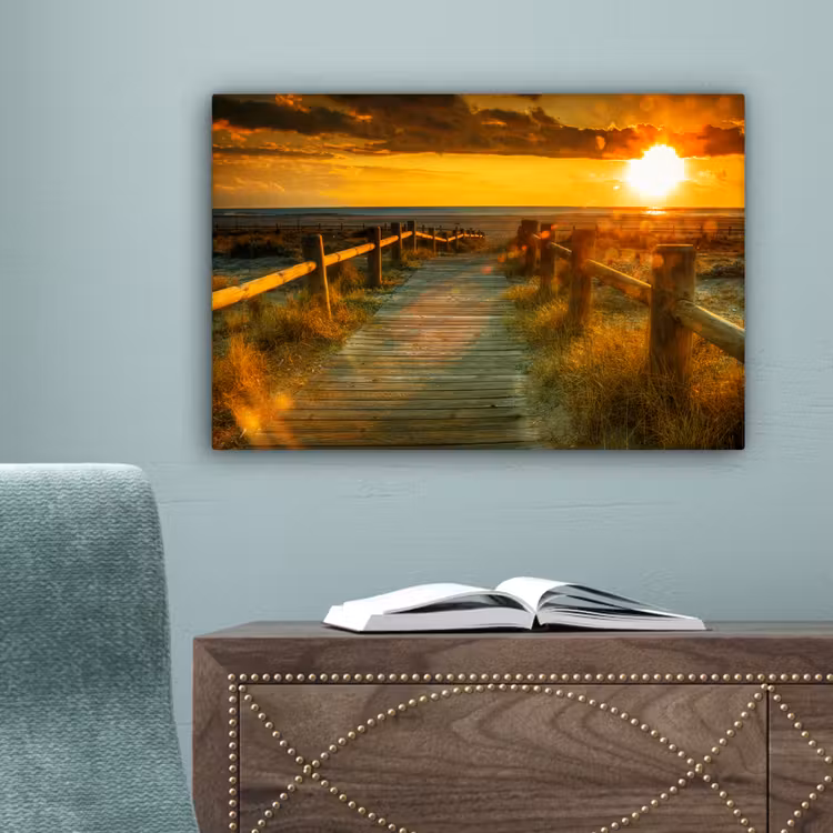 Zon - Strand - Duin - Horizon - Gras - Pad - Oranje canvas 2cm klein -sfeer4
