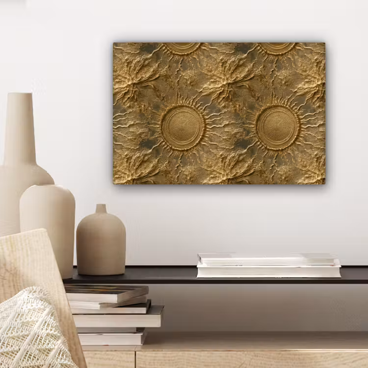 Zon - Reliëf - Antiek - Goud canvas 2cm klein 34 -sfeer6