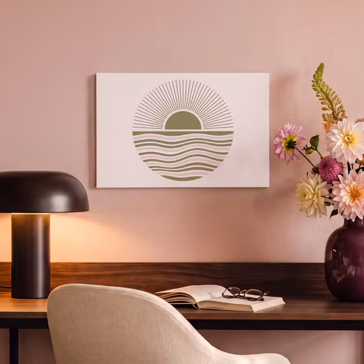 Zon - Zee - Abstract - Modern - Roze canvas 2cm klein -sfeer4