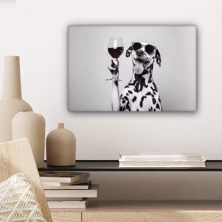 Zonnebril - Dalmatiër - Wijnglas - Tong canvas 2cm klein -sfeer6
