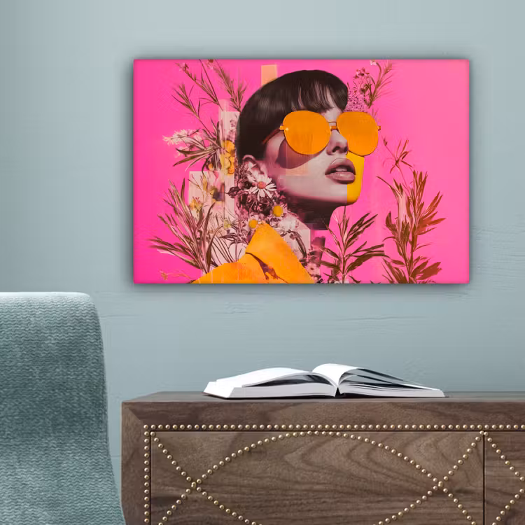 Zonnebril - Oranje - Vrouw - Planten canvas 2cm klein -sfeer4