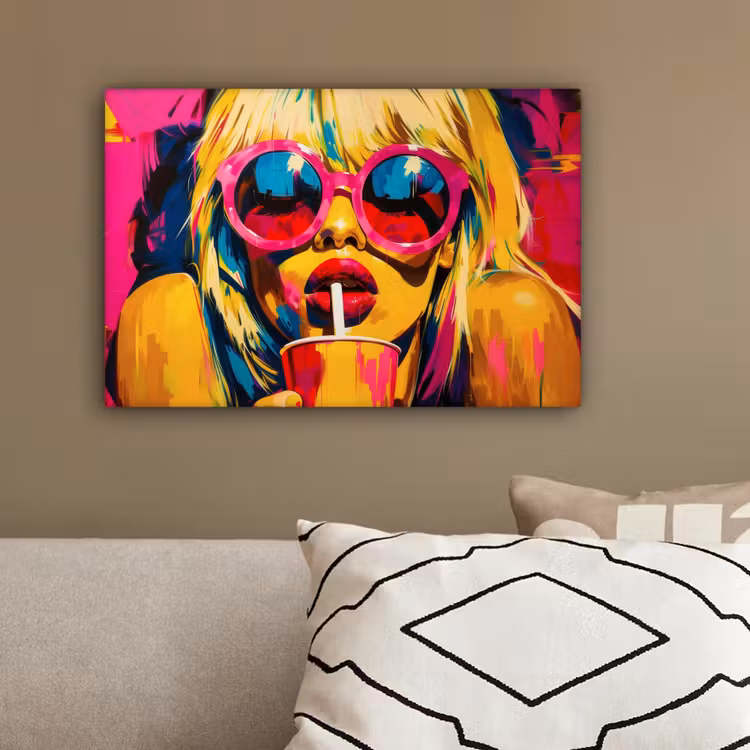 Zonnebril - Roze - Vrouw - Rietje canvas 2cm klein -sfeer3