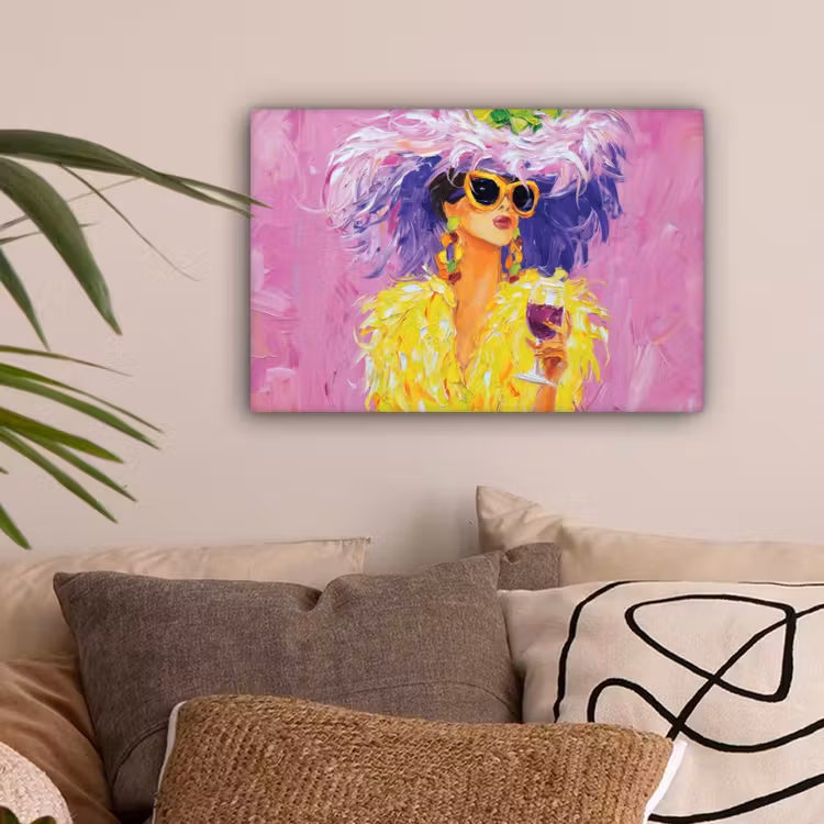 Zonnebril - Vrouw - Jas - Veren canvas 2cm klein -sfeer1