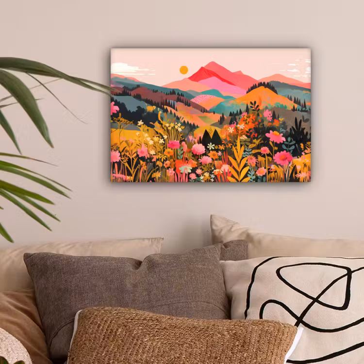 Zonsondergang - Bergvallei - Contrast canvas 2cm klein -sfeer1