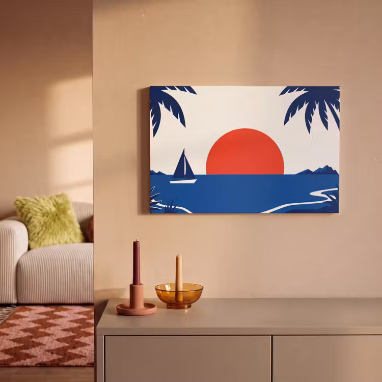 Zonsondergang - Zee - Palmboom - Tropisch - Modern canvas 2cm klein -sfeer1