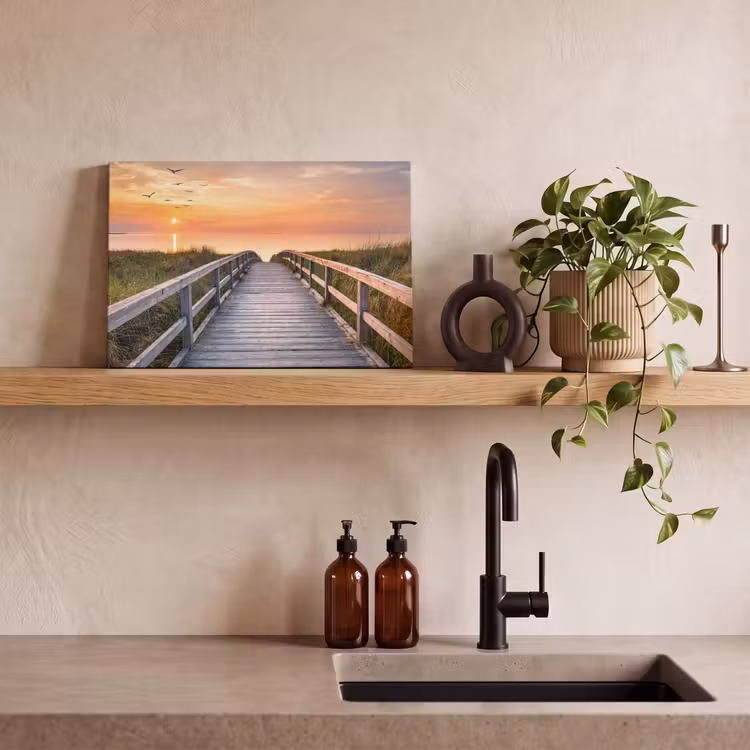 Zonsonderang - Zee - Pad - Gras - Duin - Vogels canvas 2cm klein -sfeer3