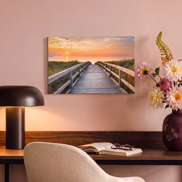Zonsonderang - Zee - Pad - Gras - Duin - Vogels canvas 2cm klein -sfeer4
