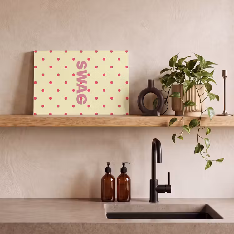 Swag - Roze - Stippen - Geel canvas 2cm klein -sfeer3
