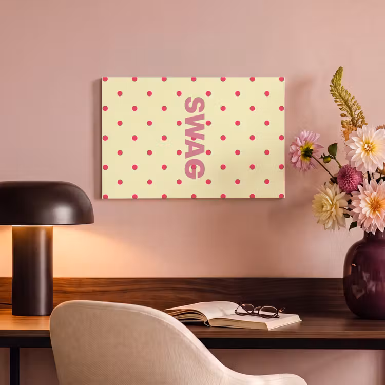 Swag - Roze - Stippen - Geel canvas 2cm klein -sfeer4