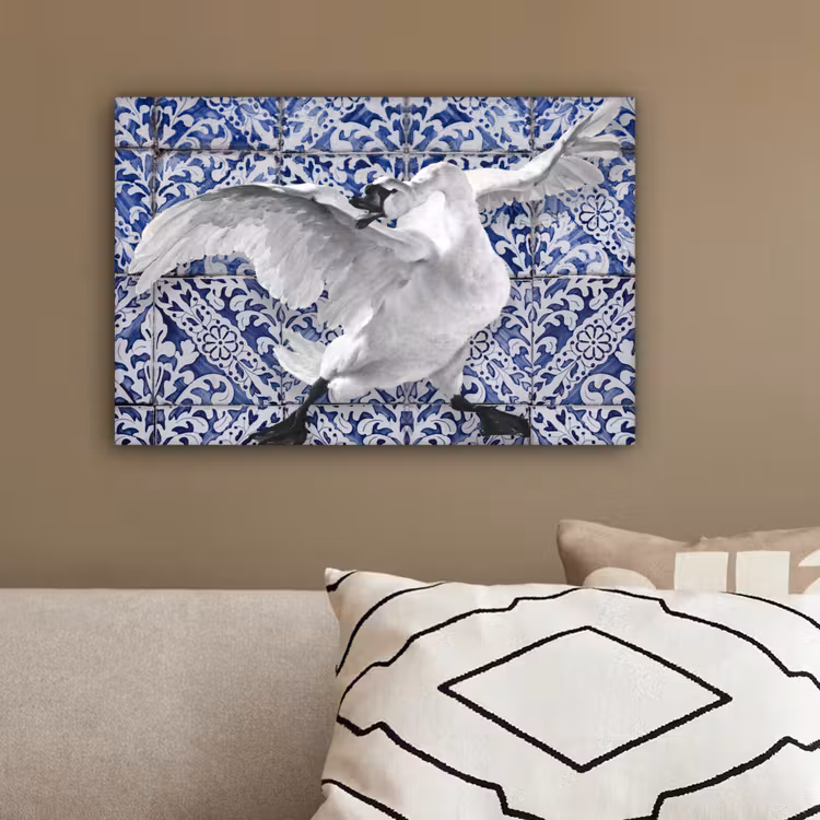 Zwaan - Kunst - Delfts blauw - Schilderij - Oude meesters canvas 2cm klein -sfeer3