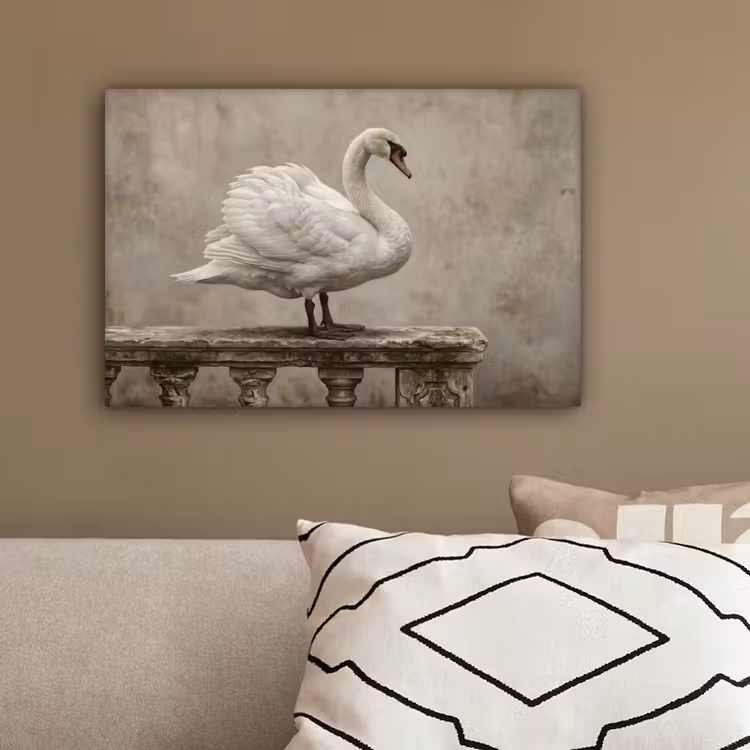 Zwaan - Elegant - Dieren - Wit canvas 2cm klein -sfeer3