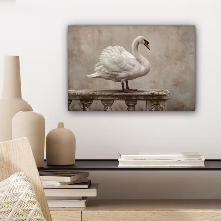 Zwaan - Elegant - Dieren - Wit canvas 2cm klein -sfeer6