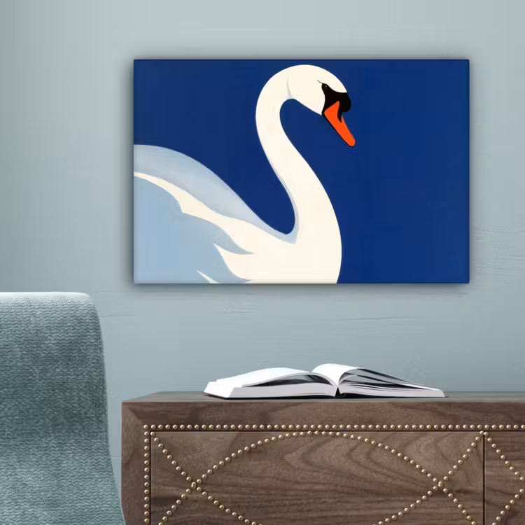 Zwaan - Wit - Snavel - Illustratie canvas 2cm klein -sfeer4