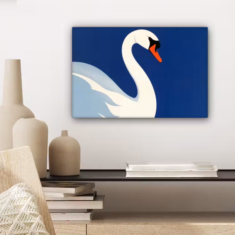 Zwaan - Wit - Snavel - Illustratie canvas 2cm klein -sfeer6