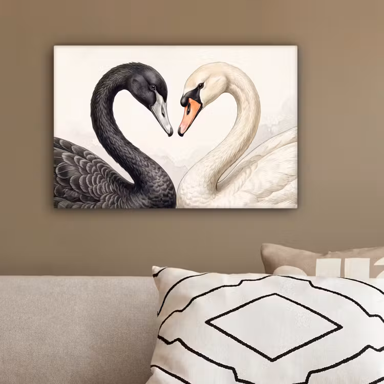 Zwanen - Hartvorm - Dieren canvas 2cm klein -sfeer3