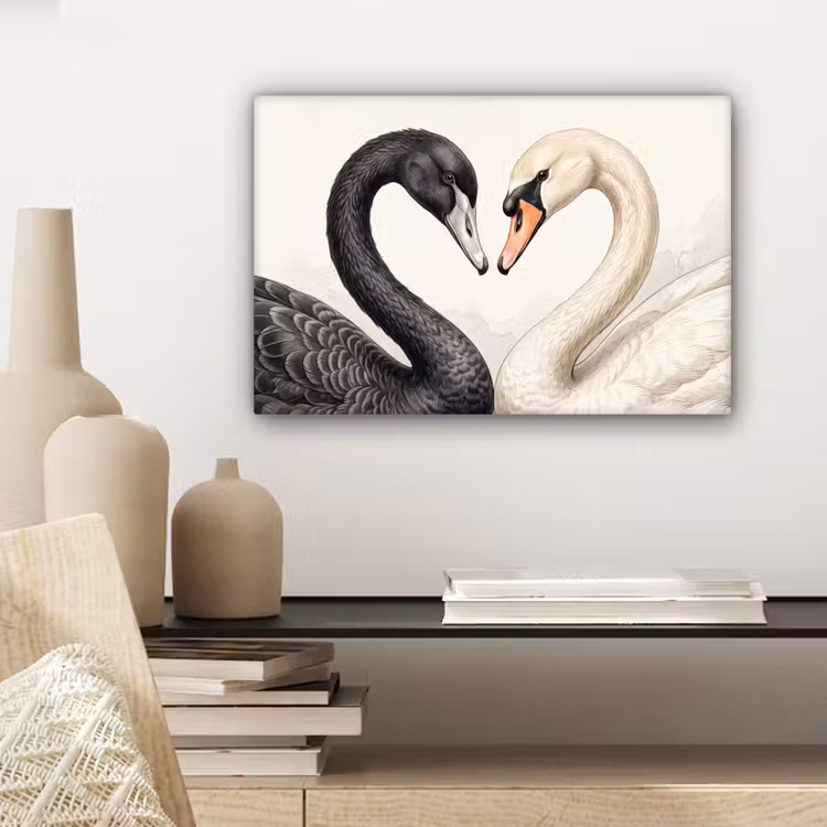 Zwanen - Hartvorm - Dieren canvas 2cm klein -sfeer6
