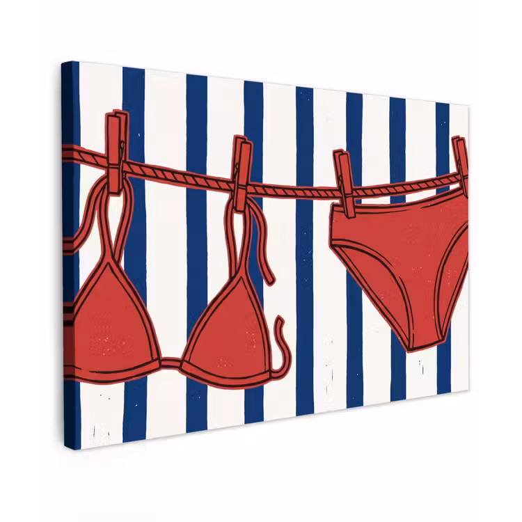 Badkleding - Waslijn - Zomer - Illustratie - Rood canvas 2cm klein -z3d