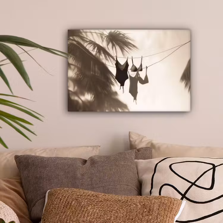 Badkleding - Palmbomen - Schaduw - Tropisch canvas 2cm klein -sfeer1