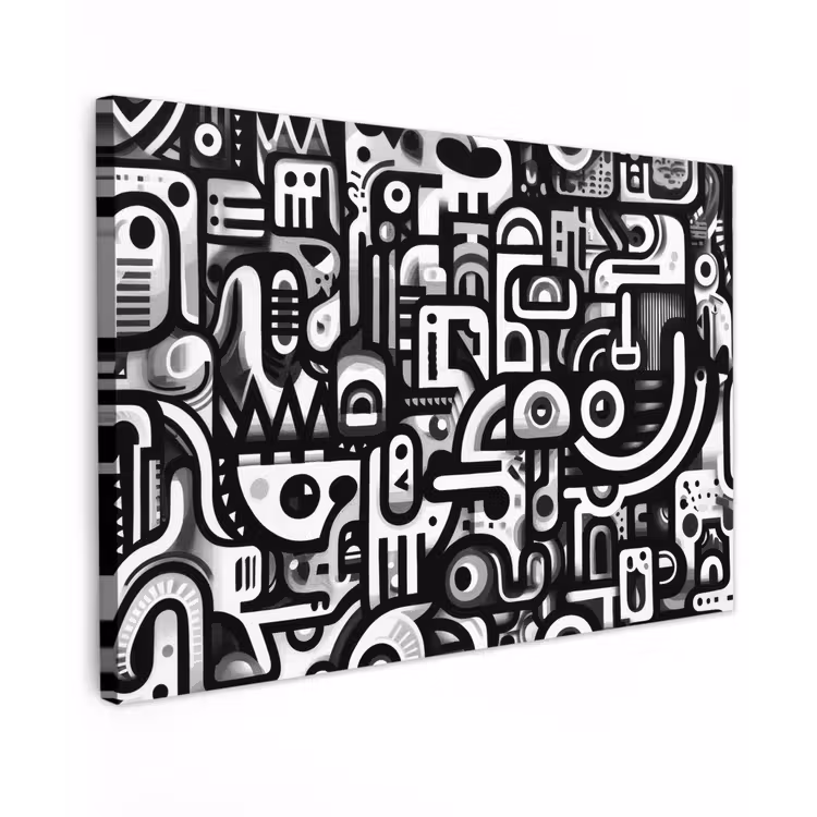 Symbolen - Abstract - Grafisch - Zwart canvas 2cm klein -z3d