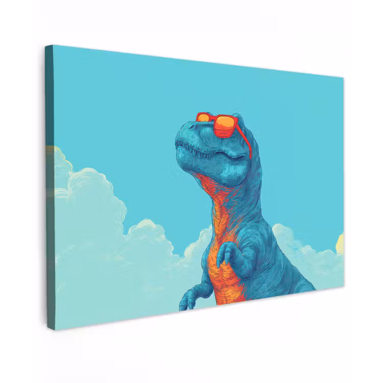 T-Rex - Blauw - Wolken - Zonnebril canvas 2cm klein -z3d