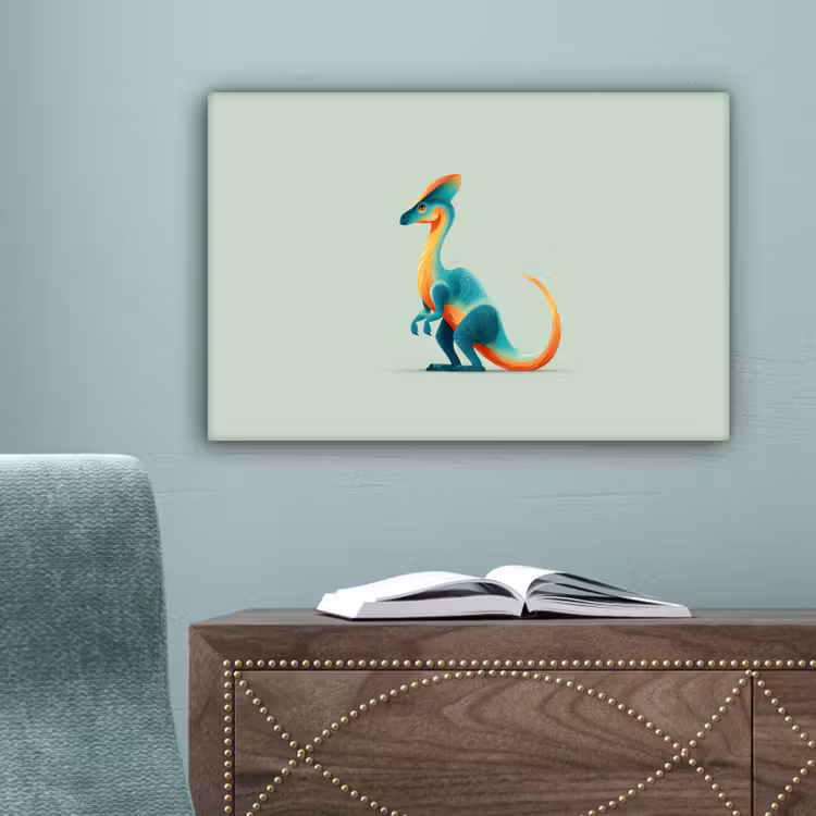 Staart - Dino - Minimalistisch - Blauw canvas 2cm klein -sfeer4