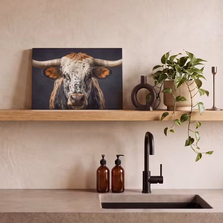 Stier - Kleurrijk - Hoorns canvas 2cm klein -sfeer3