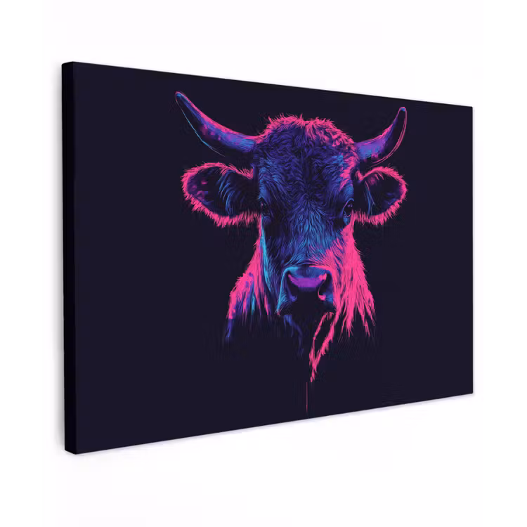Stier - Neon - Zwart - Kleur canvas 2cm klein -z3d