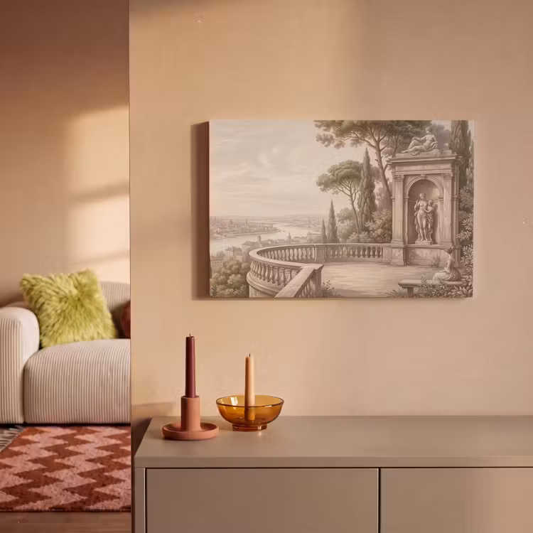 Terras - Stad - Uitzicht - Rivier canvas 2cm klein -sfeer1