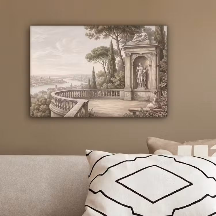 Terras - Stad - Uitzicht - Rivier canvas 2cm klein -sfeer3